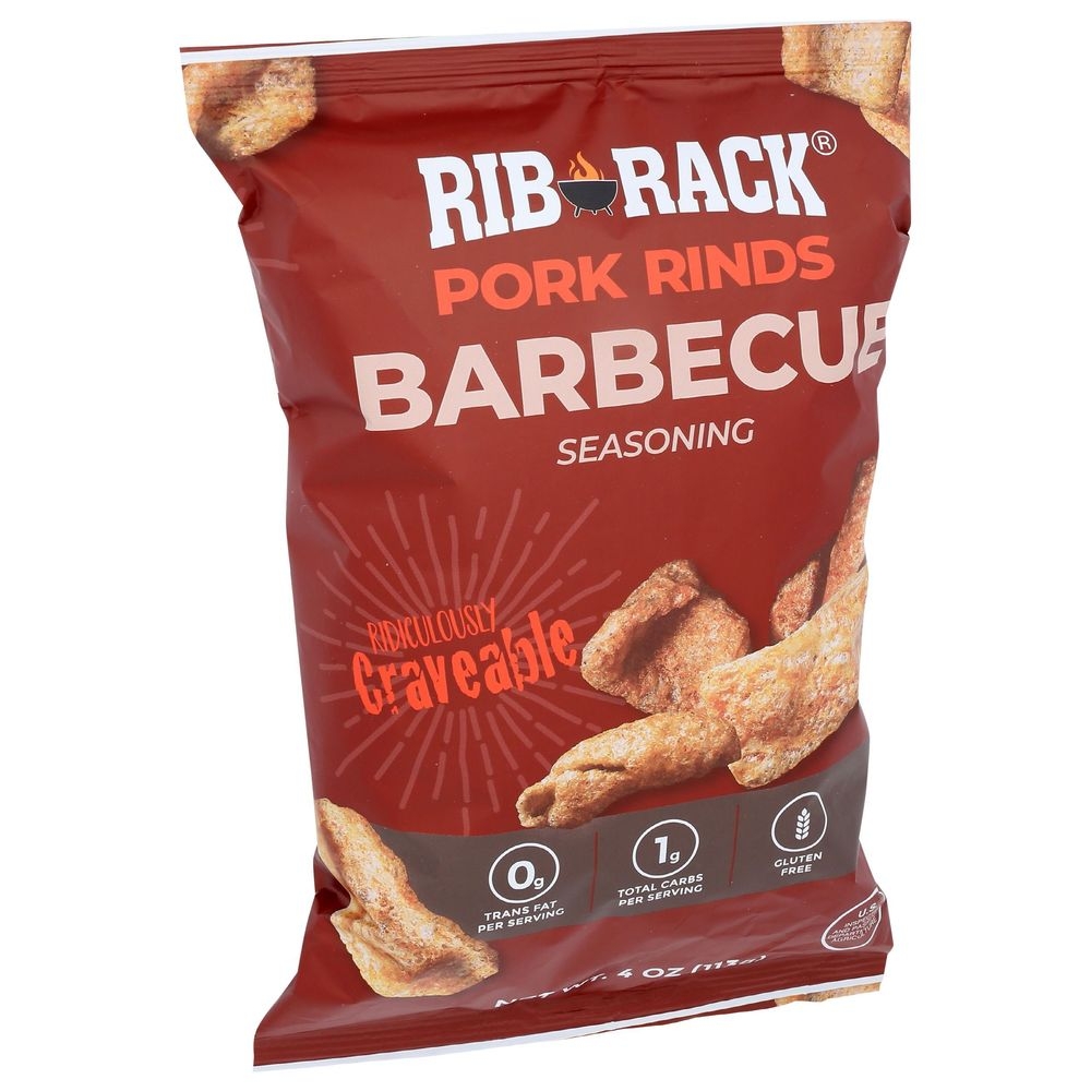 Rib Rack Barbecue Pork Rinds, 4 Ounce -- 6 per case