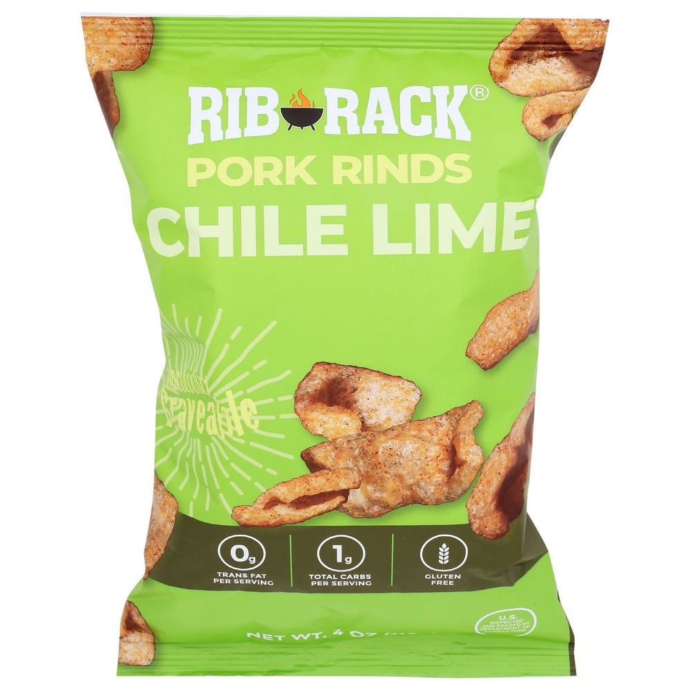 Rib Rack Chili Lime Pork Rinds, 4 Ounce -- 6 per case
