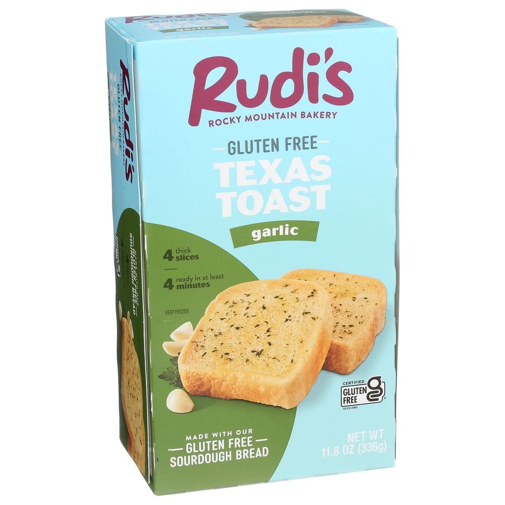 Rudis Rocky Mountain Bakery Gluten Free Garlic Texas Toast, 11.8 Ounce -- 6 per case