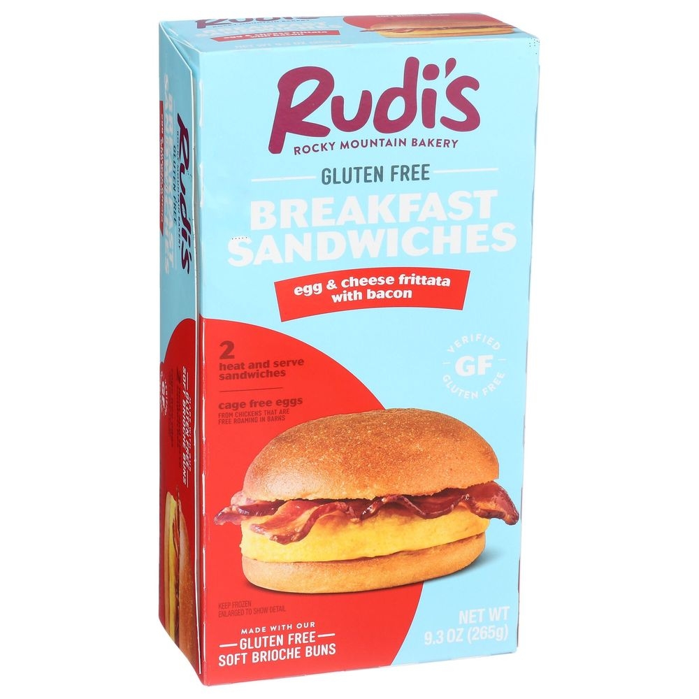 Rudis Rocky Mountain Bakery Egg with Cheese Frittata with Bacon Breakfast Sandwich, 9.3 Ounce -- 6 per case