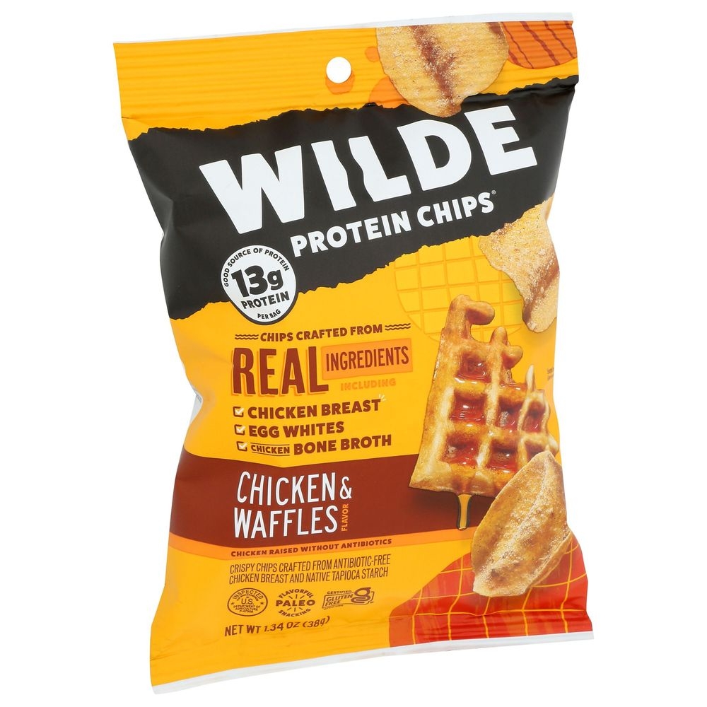 Wilde Snacks Chicken and Waffles Protein Chips, 1.34 Ounce -- 8 per case