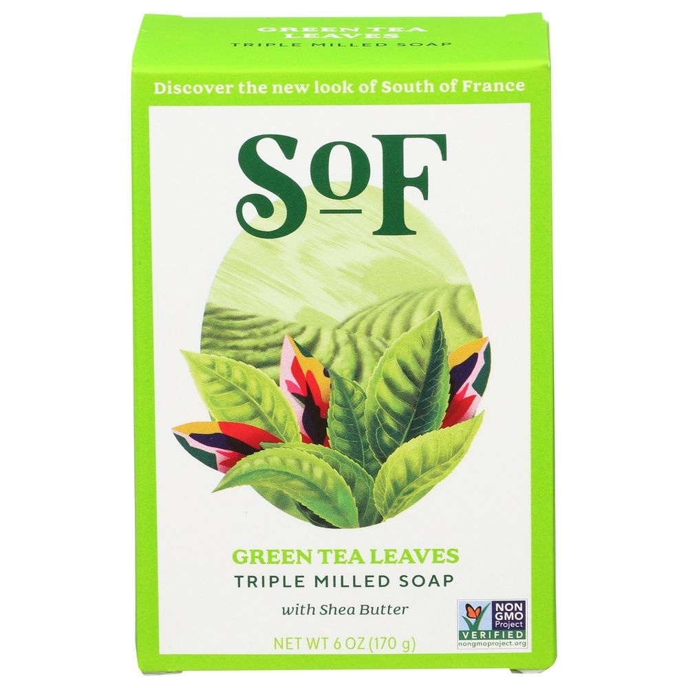 South Of France Green Tea Leaves Triple Milled Bar Soap, 6 Ounce -- 3 per case