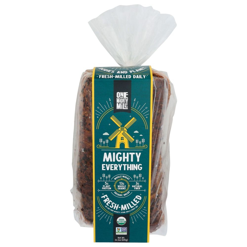 One Mighty Mill Organic Everything Whole Wheat Bread, 24.5 Ounce -- 6 per case.