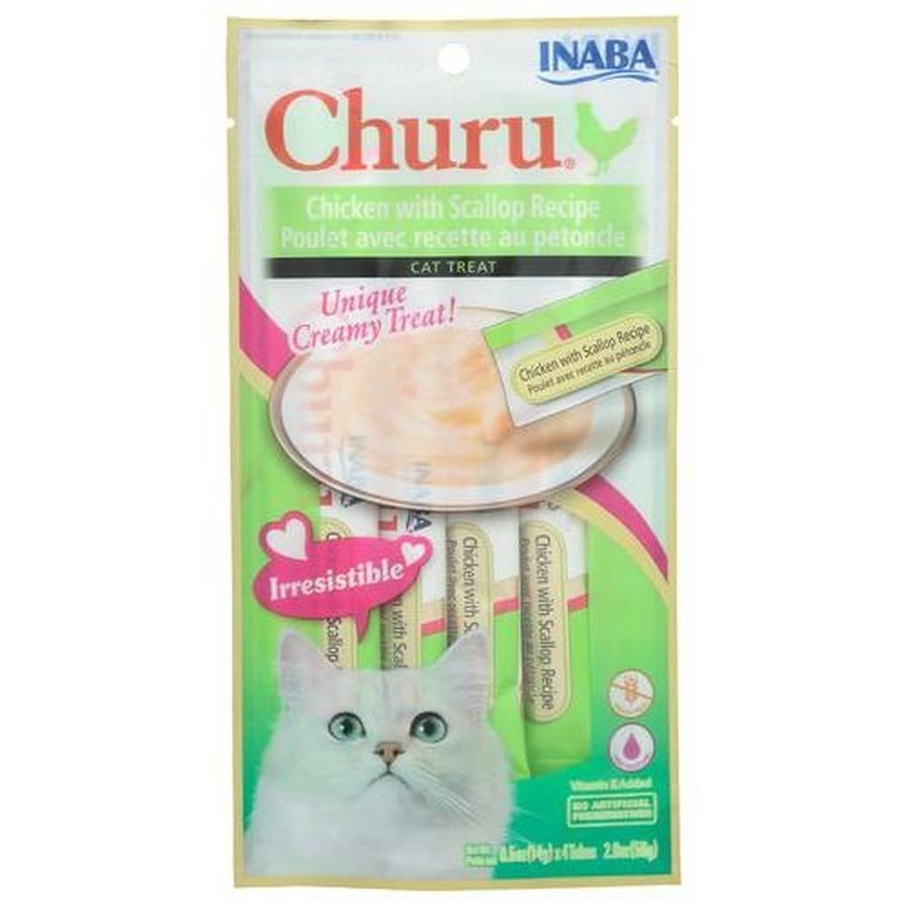 Inaba Churu Chicken with Scallop Recipe Cat Treats, 2 Ounce -- 8 per case