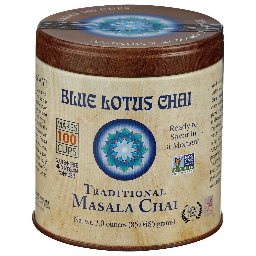 Blue Lotus Chai Traditional Masala Chai Powder, 3 Ounce -- 6 per case