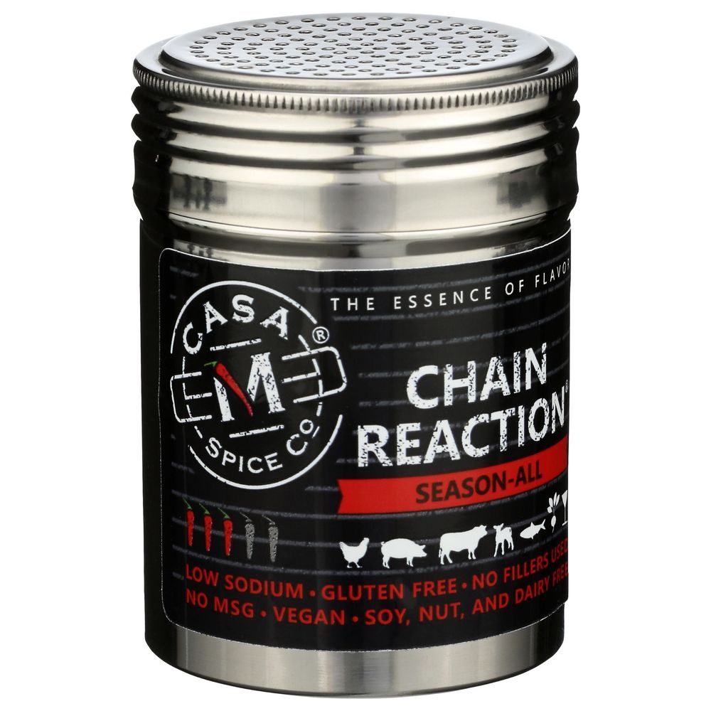 Casa M Spice Co Chain Reaction Season All Seasoning, 5 Ounce Stainless Shaker -- 6 per case