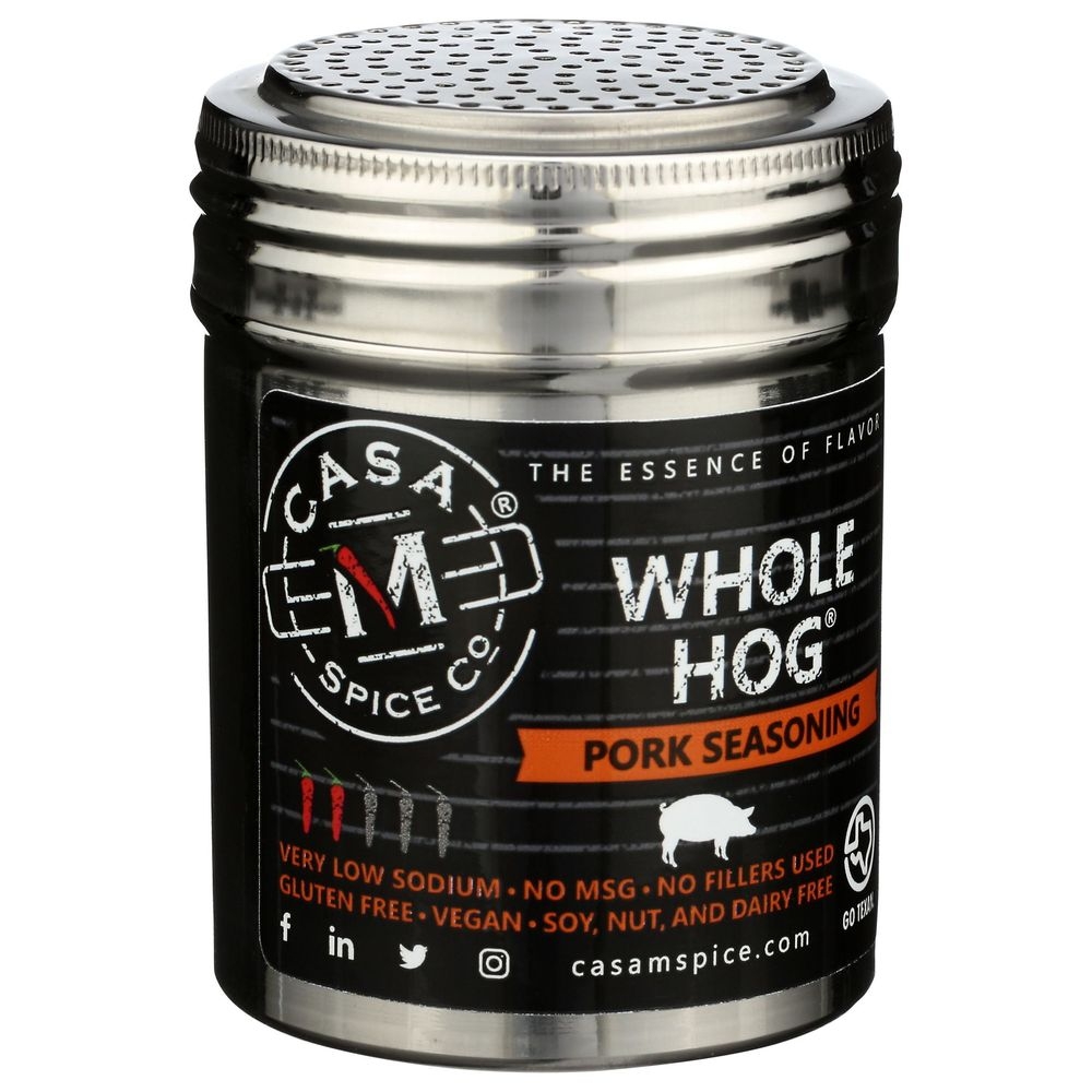 Casa M Spice Co Whole Hog Pork Seasoning in Stainless Steel Shaker, 6 Ounce -- 6 per case