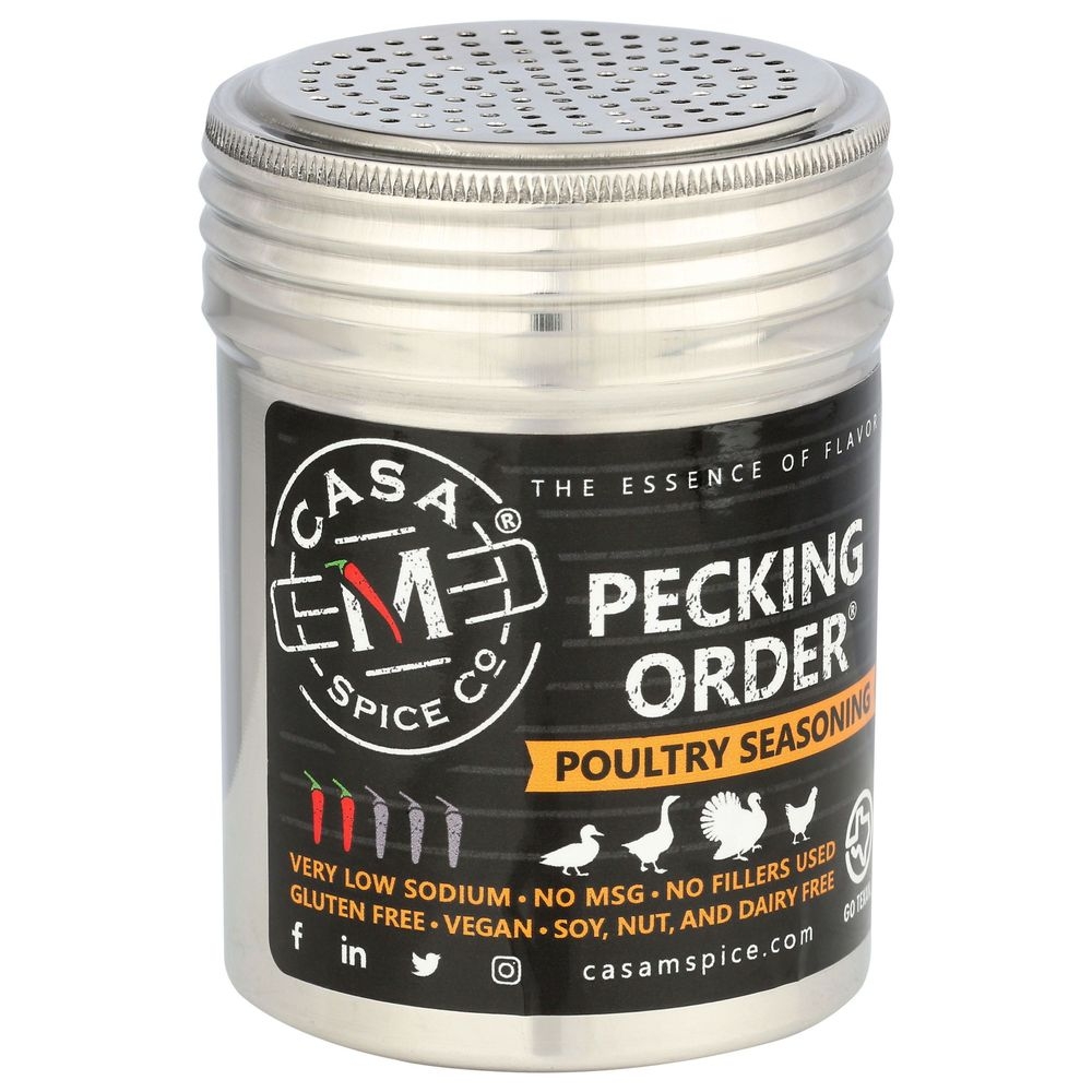 Casa M Spice Co Pecking Order Poultry Seasoning in Stainless Steel Shaker, 4.5 Ounce -- 6 per case