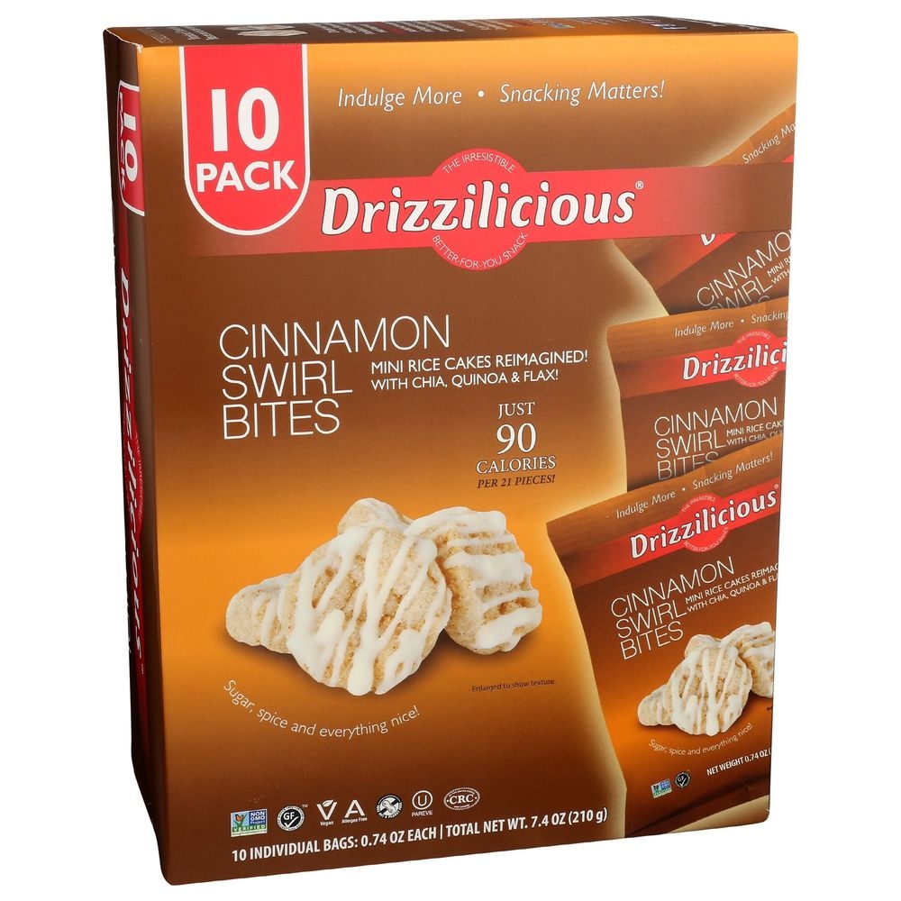 Drizzilicious Cinnamon Swirl Bites Mini Rice Cake, 0.74 Ounce -- 6 per case