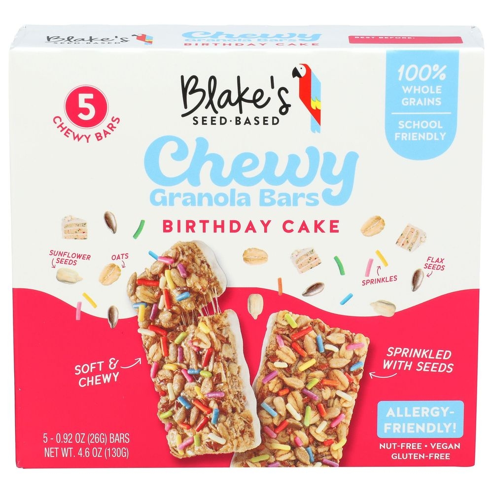 Blakes Seed Based Birthday Cake Chewy Granola Bar, 4.6 Ounce -- 6 per case