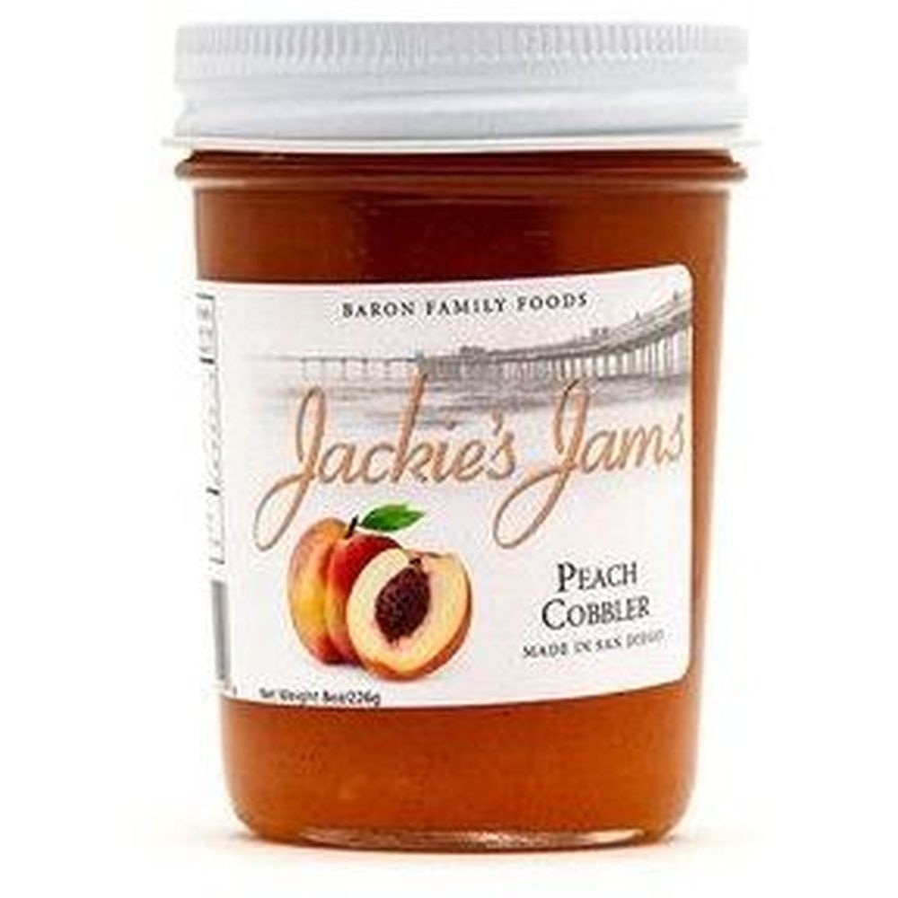 Jackies Jams Peach Cobbler Jam, 8 Ounce -- 12 per case
