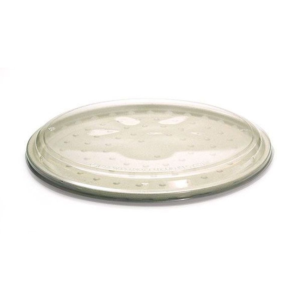 Ultra Green TreeSaver 12 inch Clear Recycled PET Lid for Pizza Pan -- 100 per case.