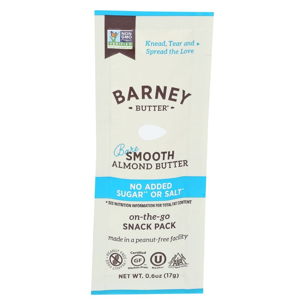 Barney Butter Bare Smooth Almond Butter Snack Pack, 0.6 Ounce -- 12 per case