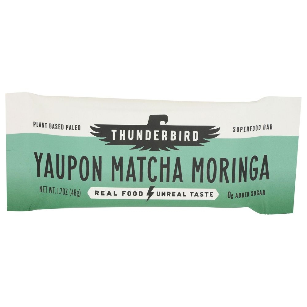 Thunderbird Yaupon Matcha Moringa Bar, 1.7 Ounce -- 12 per case