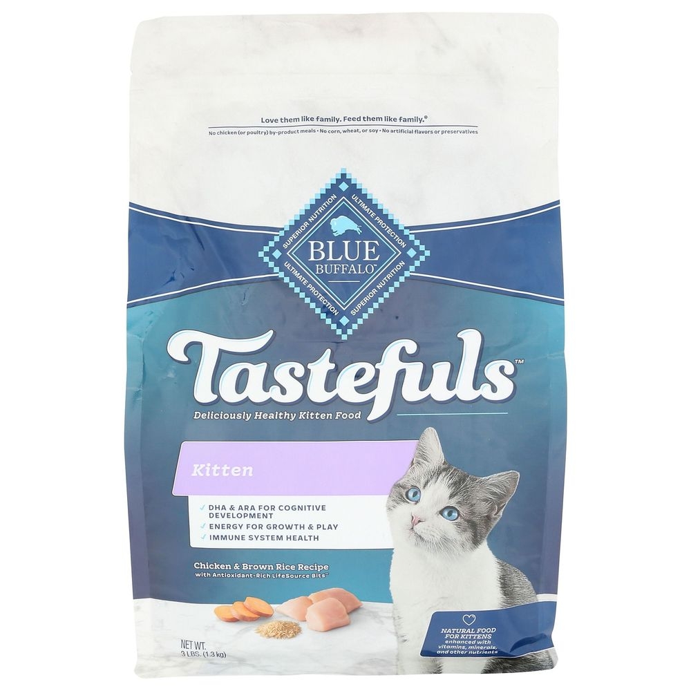 Blue Buffalo Tastefuls Chicken and Brown Rice Recipe Kittens Dry Cat Food, 3 Pound -- 5 per case