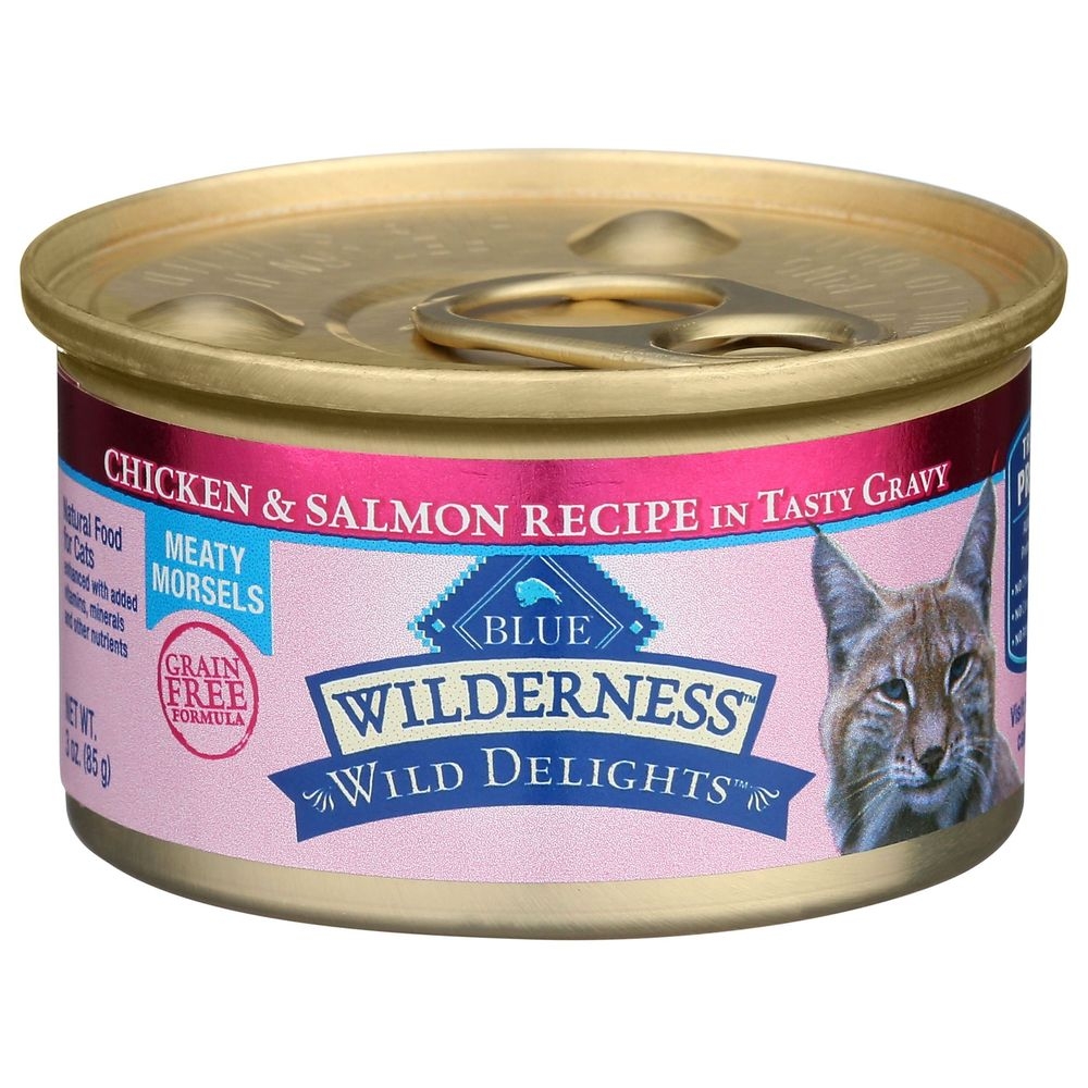 Blue Buffalo Wild Delights Chicken and Salmon Entree Canned Cat Food, 3 Ounce -- 24 per case