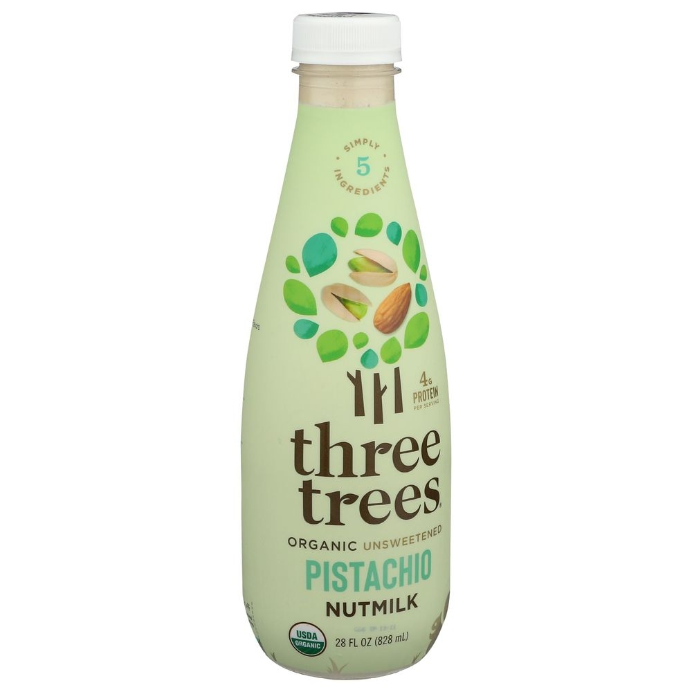 Three Trees Organic Unsweetened Pistachio Nutmilk, 28 Ounce -- 6 per case