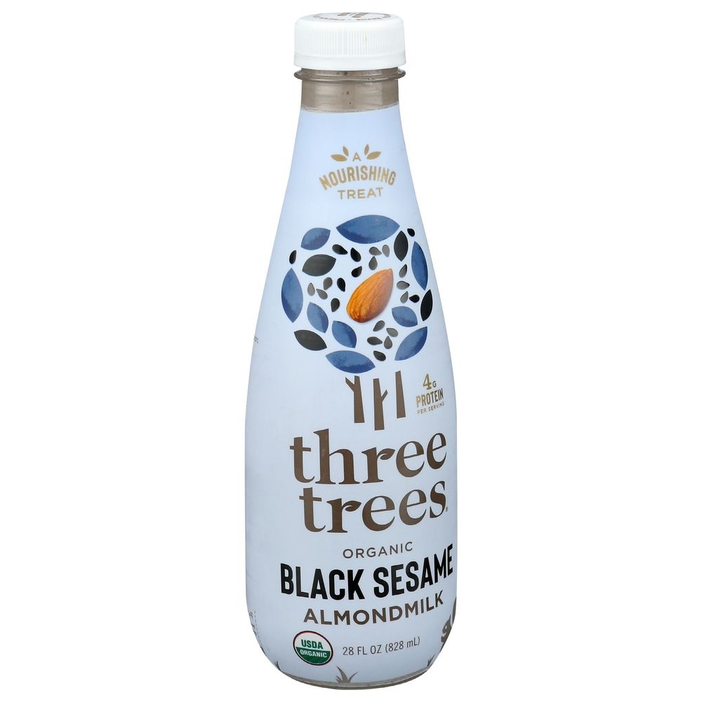 Three Trees Organic Black Sesame Almondmilk, 28 Ounce -- 6 per case