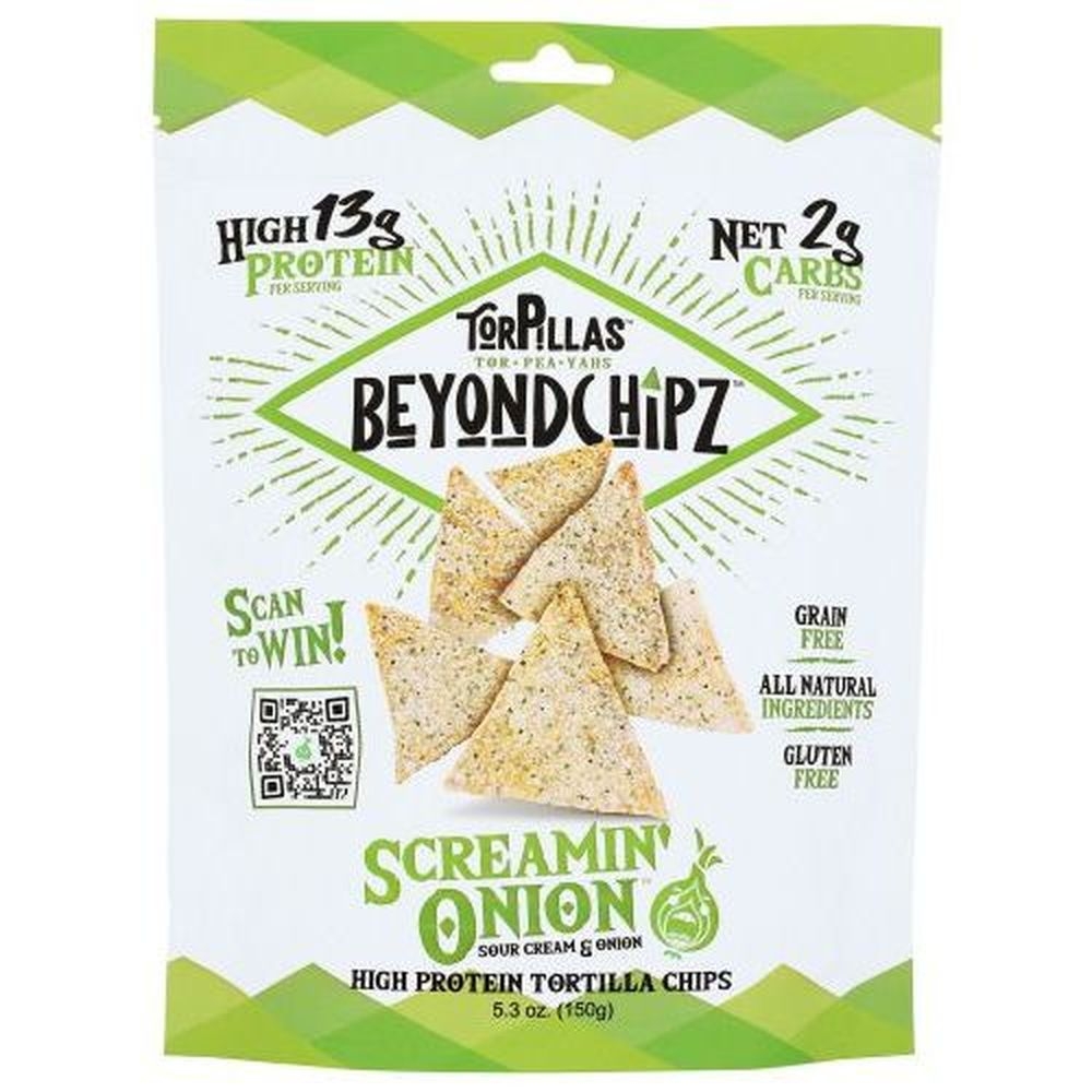 Beyondchipz Screamin Onion Tortilla Chips, 5.3 Ounce -- 12 per case