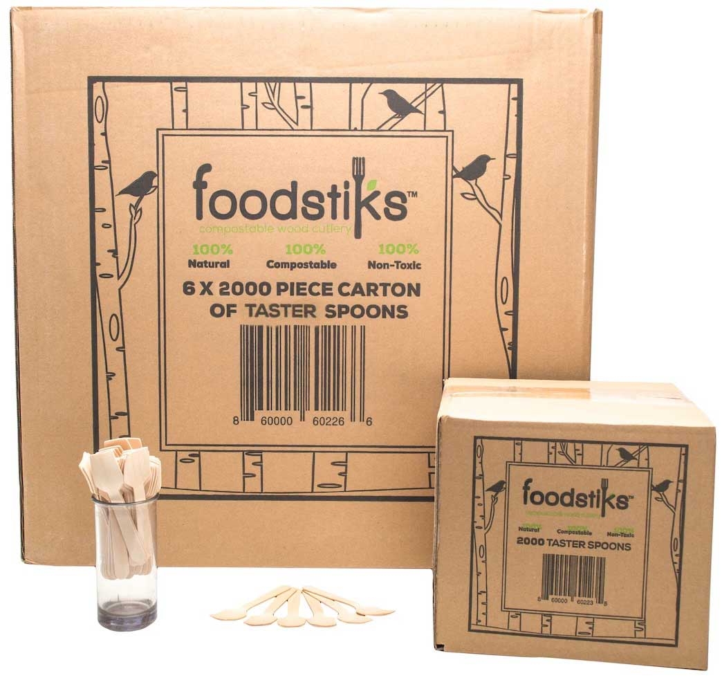 Foodstiks Compostable Wood Taster  Spoons -- 12000 per case
