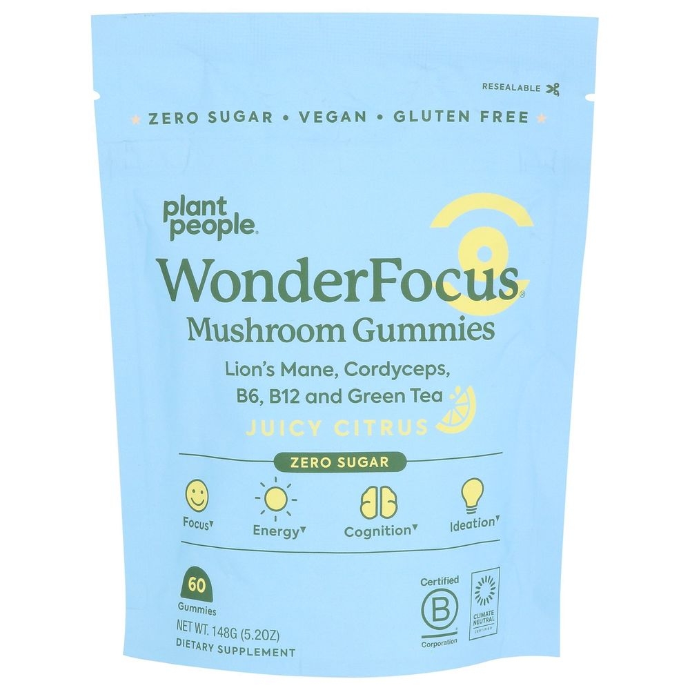 Plant People Wonder Focus Juicy Citrus Mushroom Gummies, 60 count