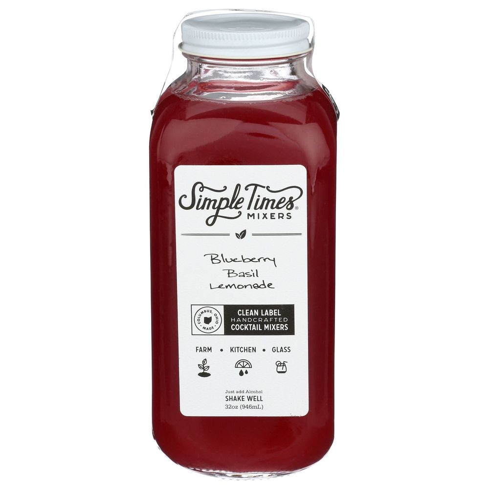 Simple Times Mixers Blueberry Basil Lemonade Cocktail Mixer, 32 Fluid Ounce -- 6 per case