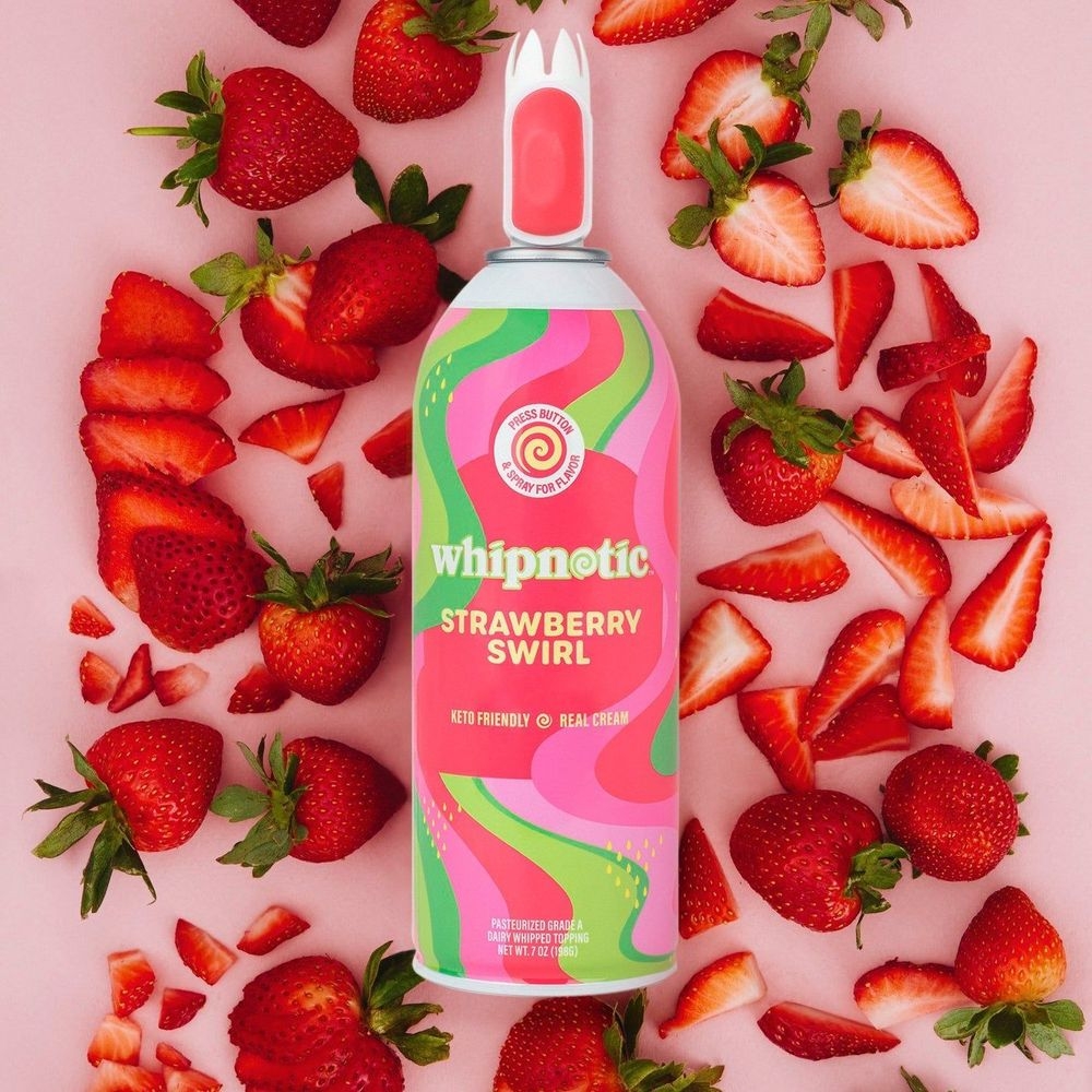 Whipnotic Strawberry Swirl Whipped Cream, 7 Fluid Ounce -- 12 per case