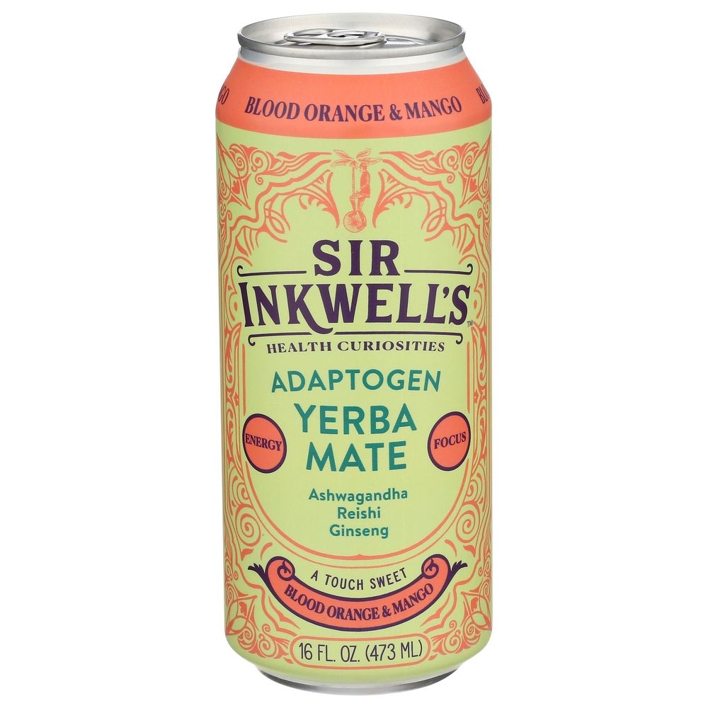 Sir Inkwells Blood Orange and Mango Adaptogen Yerba Mate, 16 Fluid Ounce -- 12 per case