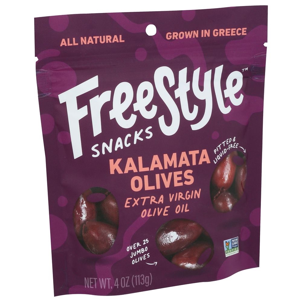 Freestyle Snacks Extra Virgin Olive Oil Kalamata Olives, 4 Ounce -- 6 per case