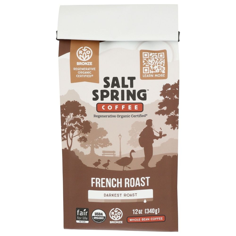 Salt Spring Organic French Darkest Roast Whole Bean Coffee, 12 Ounce -- 6 per case