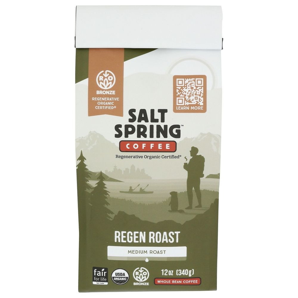 Salt Springs Organic Regen Roast Medium Roast Whole Bean Coffee, 12 Ounce -- 6 per case