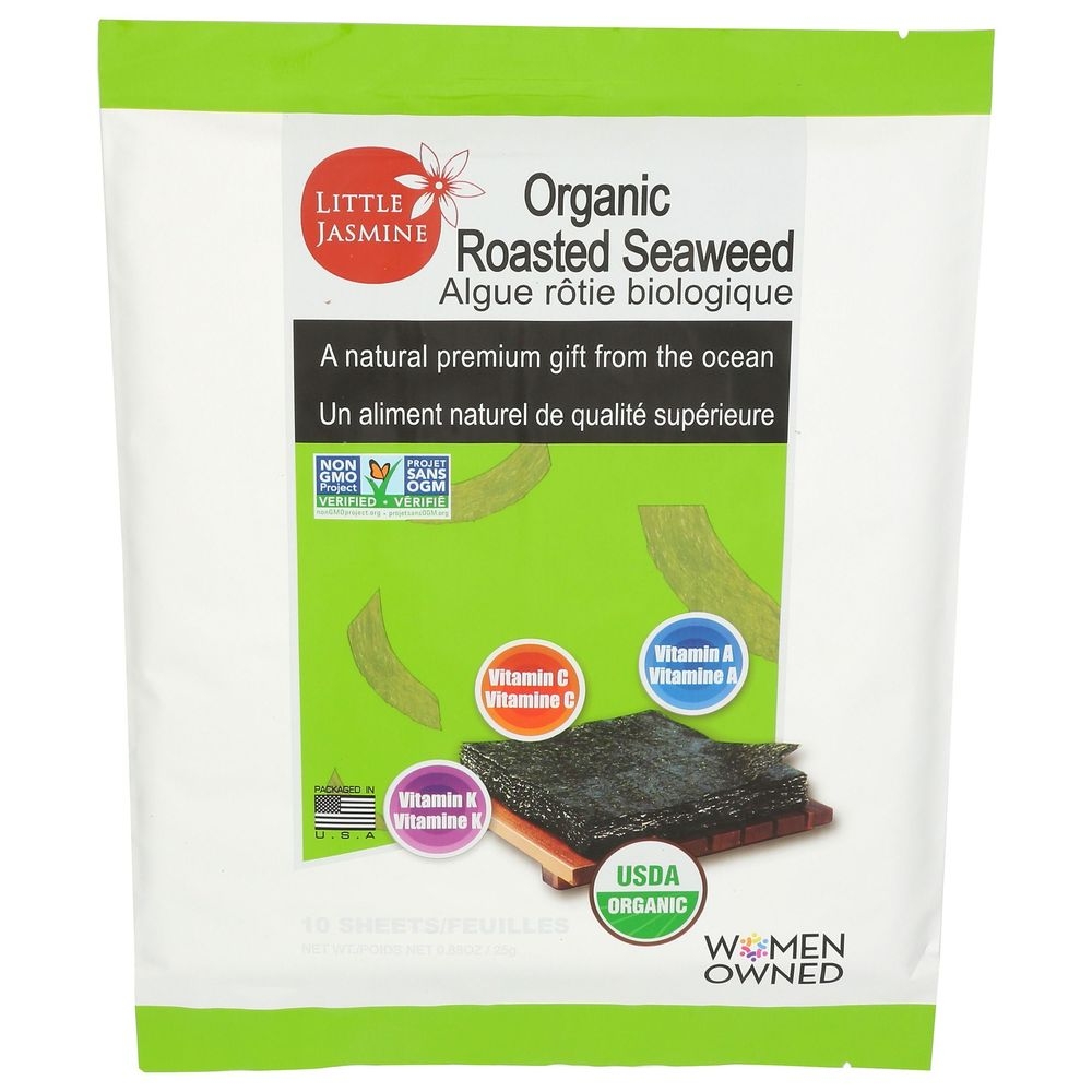Little Jasmine Organic Roasted Seaweed Sheets, 10 count -- 12 per case