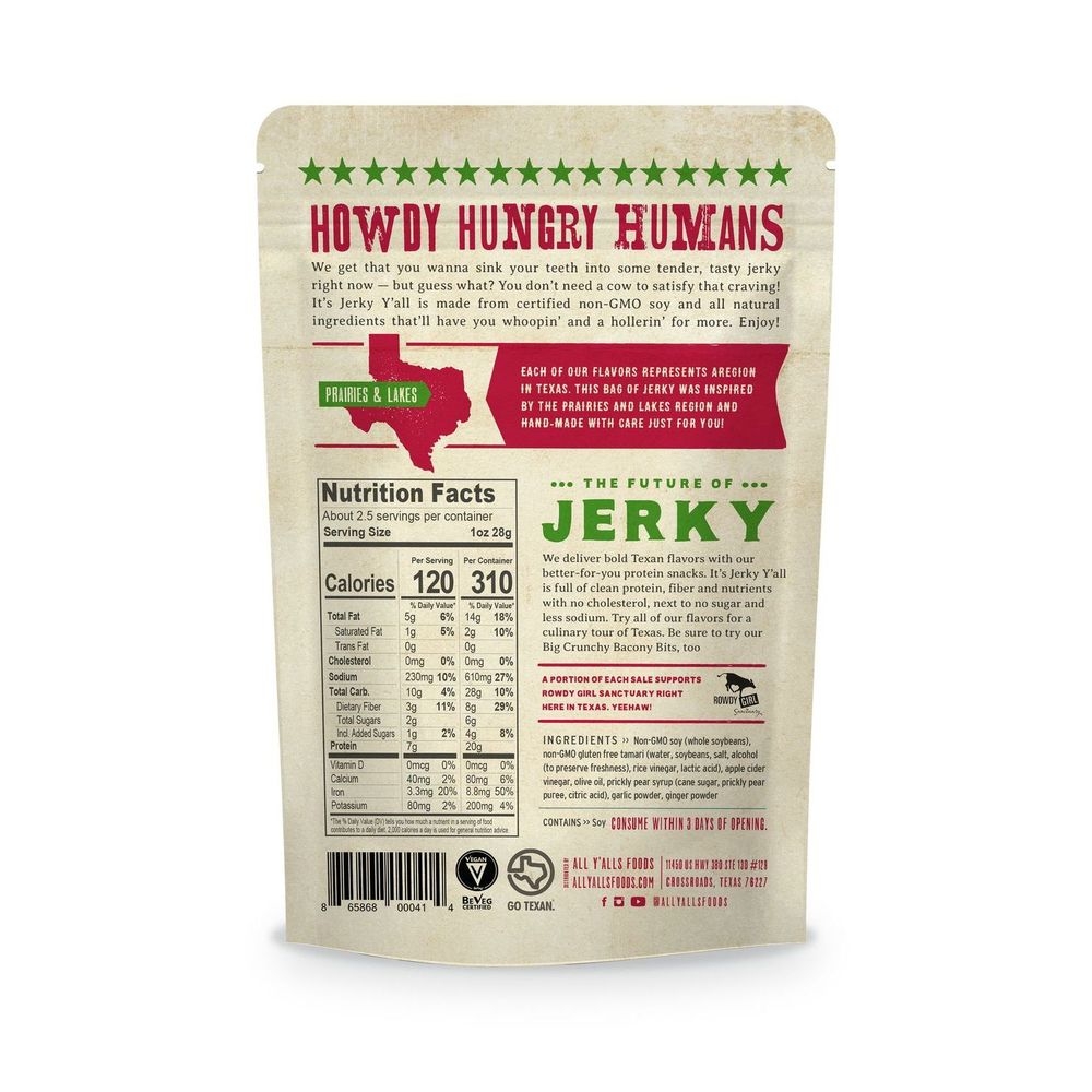 Its Jerky Y All Prickly Pear Teriyaki Plant Based Jerky, 2.69 Ounce -- 6 per case
