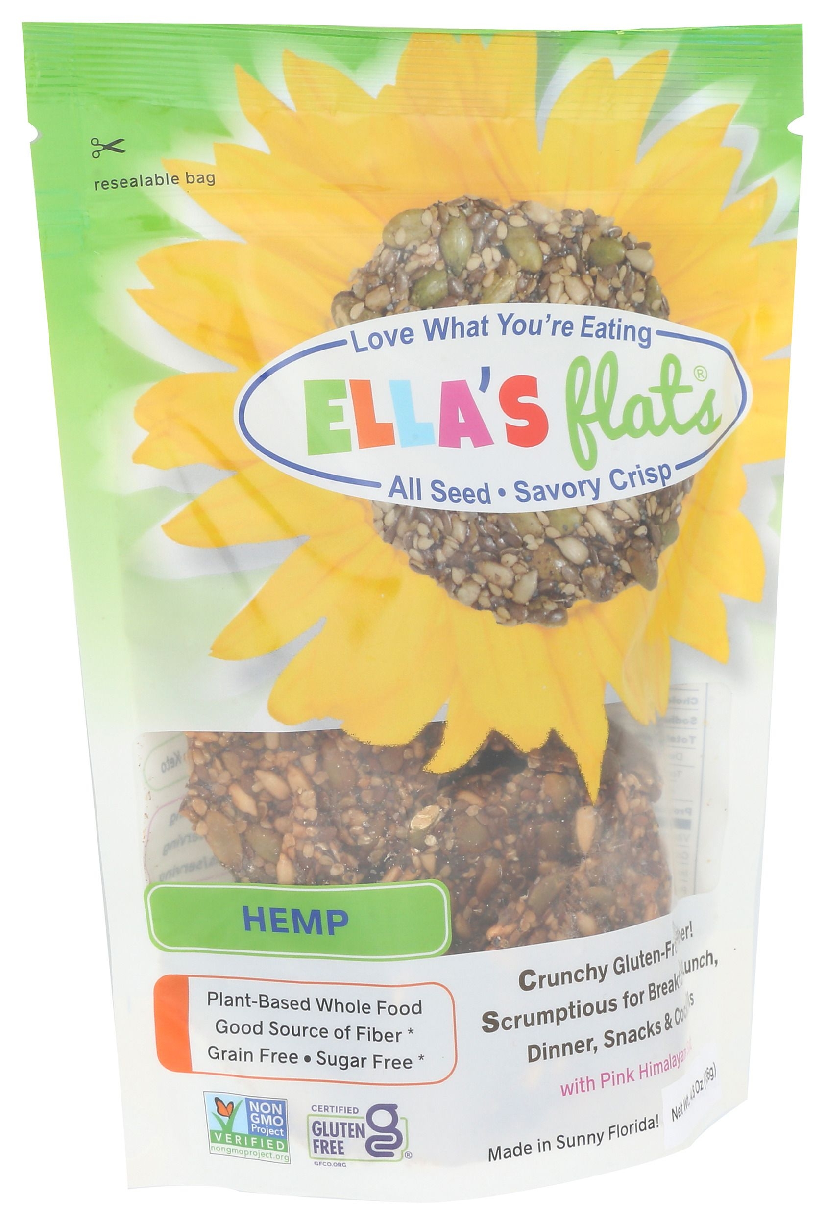 Ellas Flats Hemp Crackers, 4.8 Ounce -- 6 per case