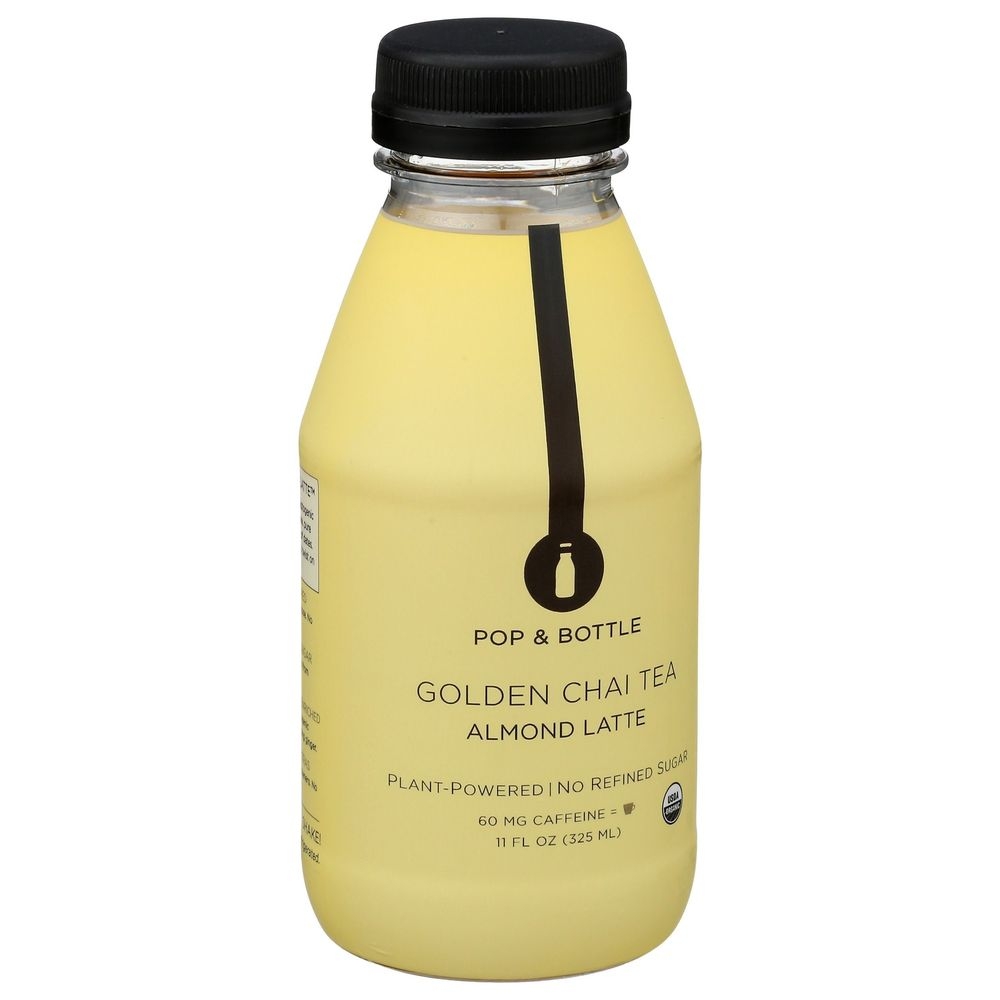 Pop and Bottle Organic Golden Turmeric Almond Latte, 11 Fluid Ounce -- 6 per case