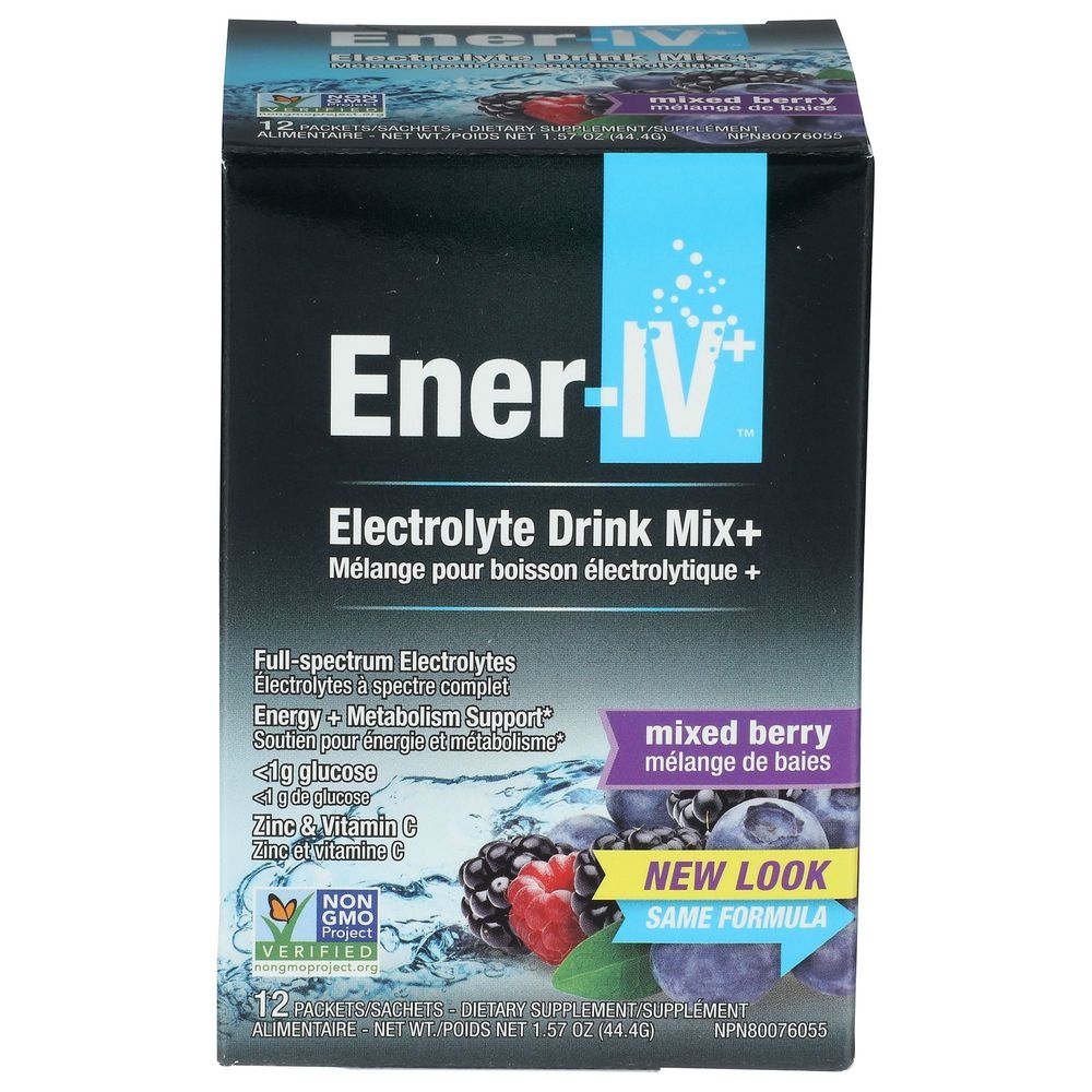 Ener-C Ener IV Plus Mixed Berry Electrolyte Drink Mix, 12 count -- 3 per case