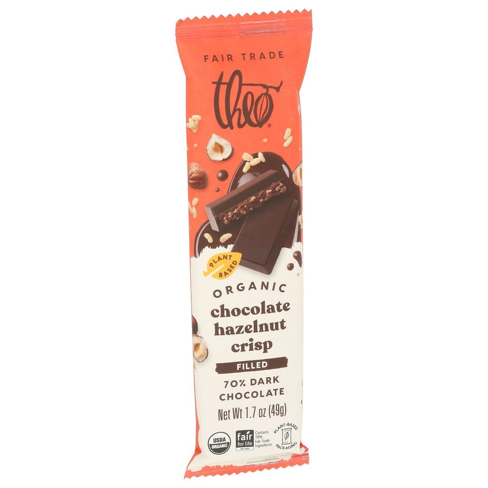 Theo Organic Chocolate Hazelnut Crisp Bar, 1.7 Ounce -- 12 per case