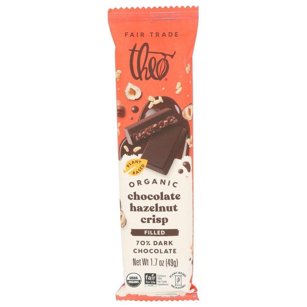 Theo Organic Chocolate Hazelnut Crisp Bar, 1.7 Ounce -- 12 per case