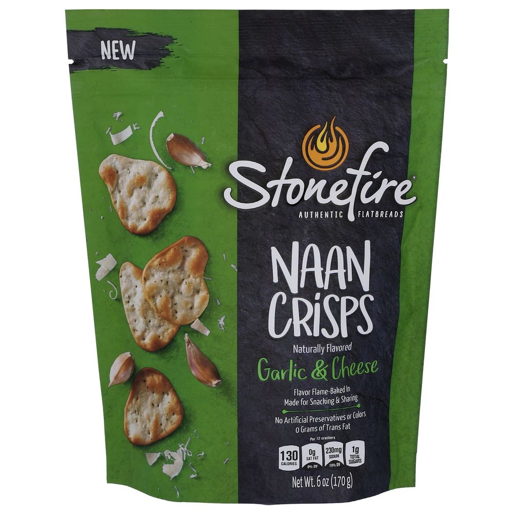 Stonefire Garlic and Cheese Naan Crisps, 6 Ounce -- 12 per case