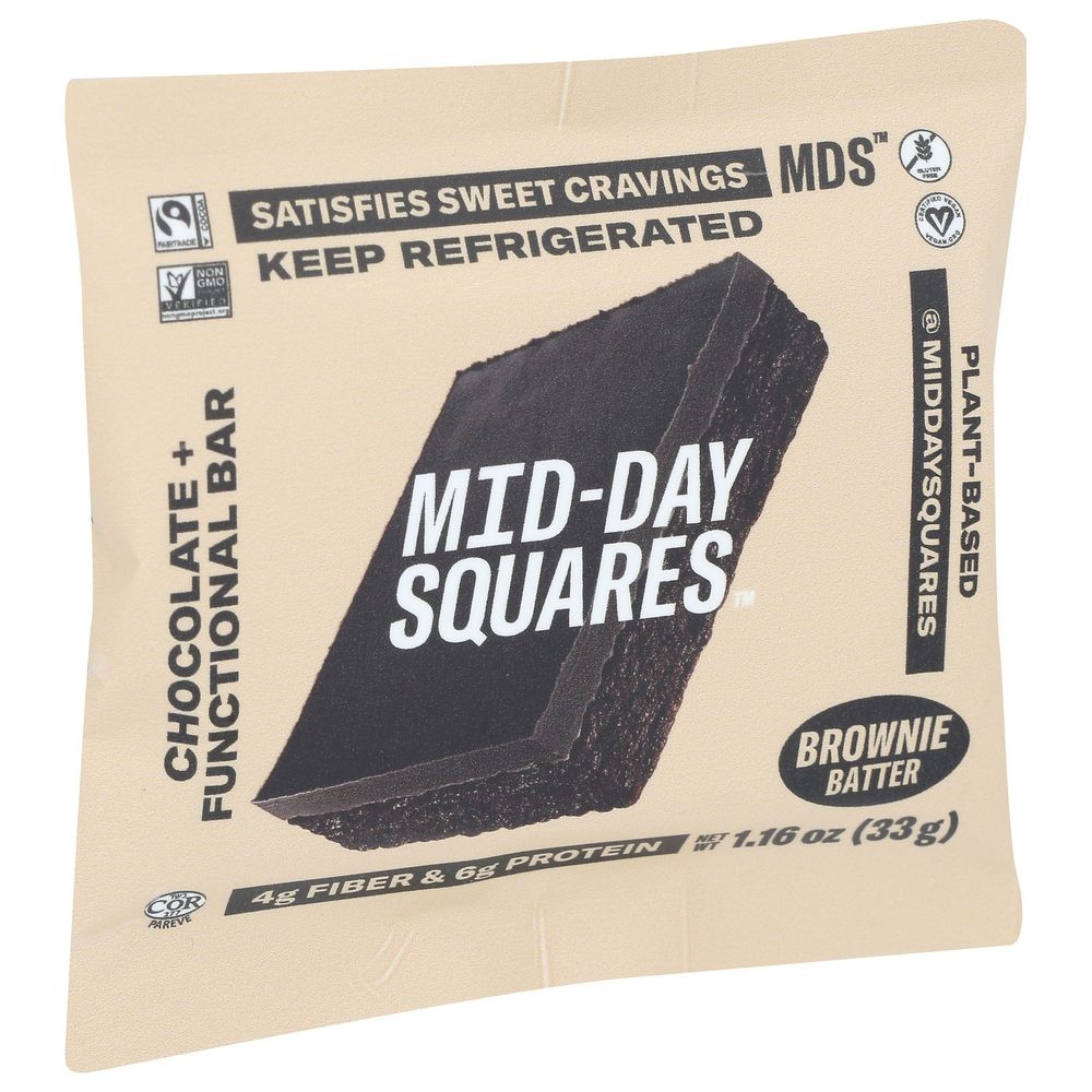 Mid-Day Squares Brownie Batter Functional Chocolate Bar, 1.16 Ounce -- 12 per case