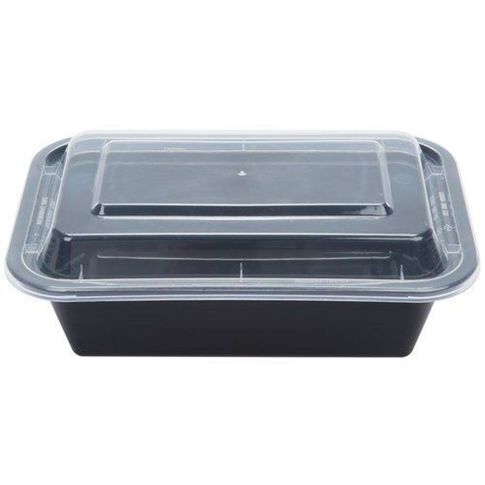 Tripak Black Base Clear Lid Microwaveable Container - Combo Pack, 7 x 5 x 2 inch -- 150 per case.