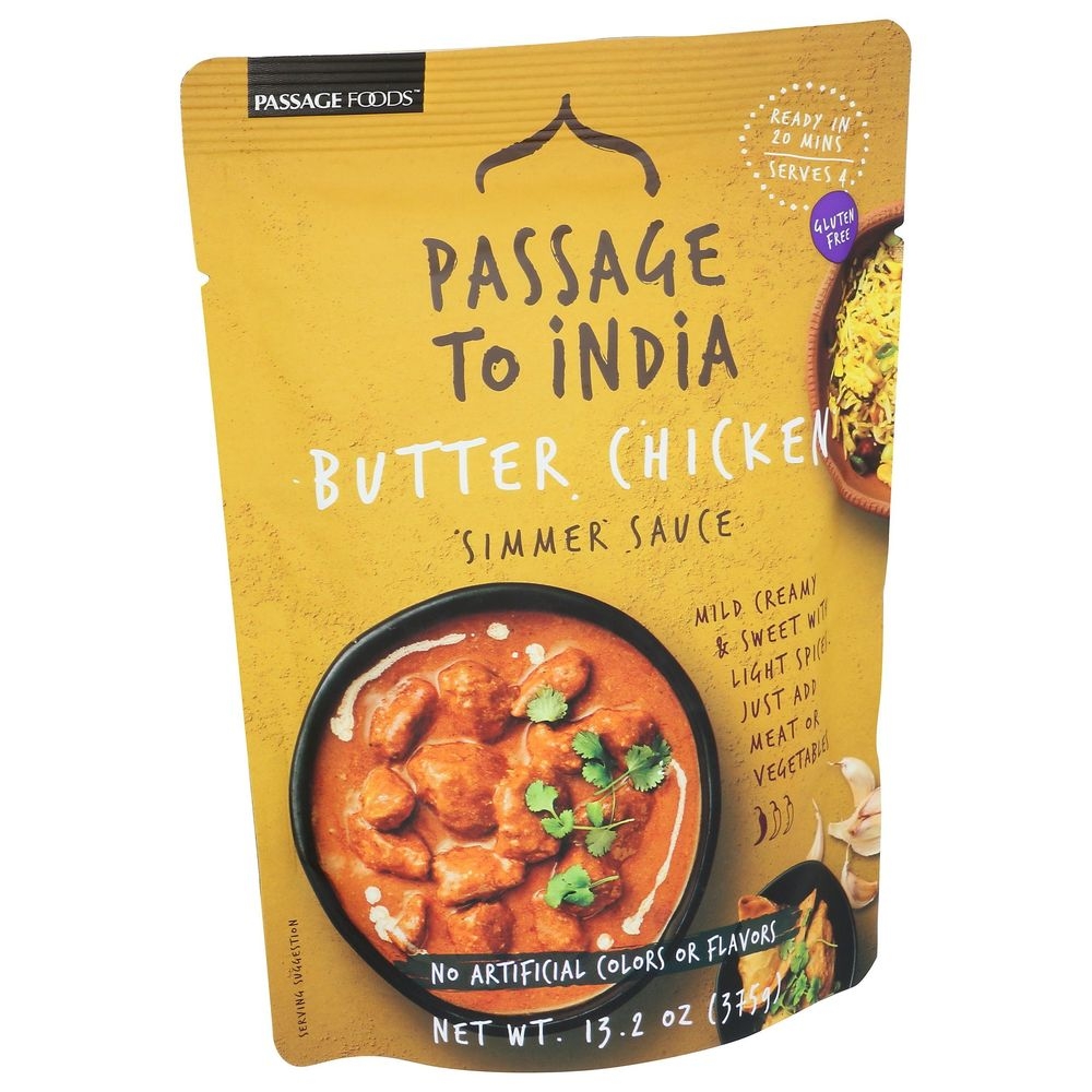 Passage Foods Butter Chicken Simmer Sauce, 13.2 Ounce -- 6 per case