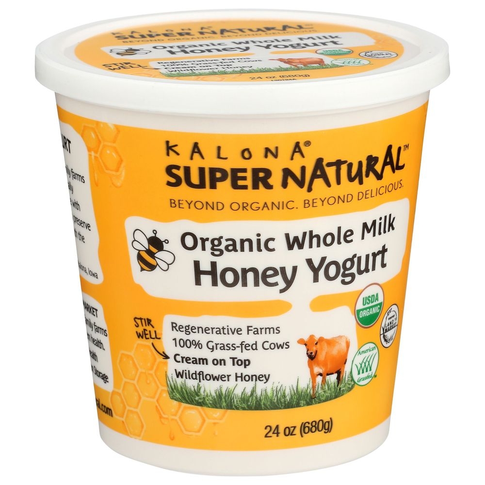 Kalona Supernatural Organic Honey Whole Milk Yogurt, 24 Ounce -- 6 per case