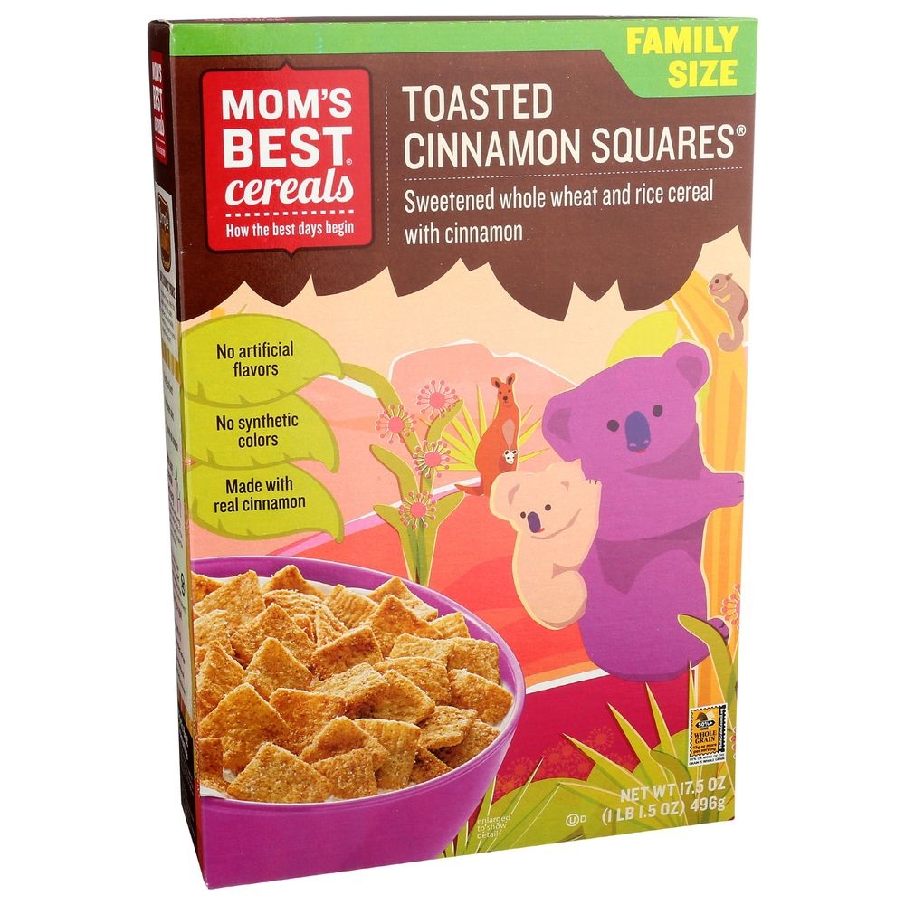 Moms Best Toasted Cinnamon Squares Cereal, 17.5 Ounce -- 14 per case