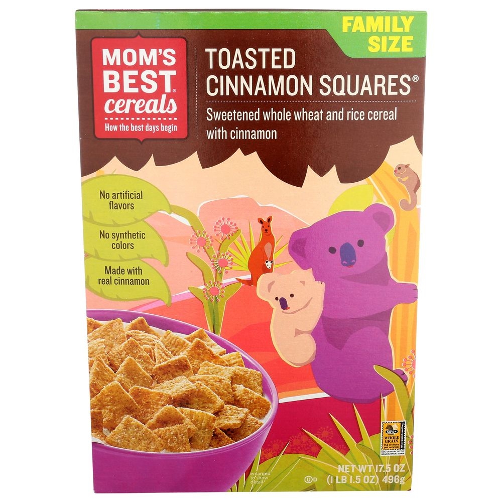 Moms Best Toasted Cinnamon Squares Cereal, 17.5 Ounce -- 14 per case