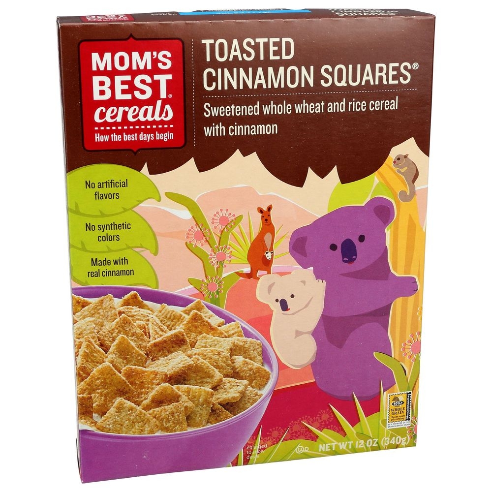Moms Best Cereals Toasted Cinnamon Squares, 12 Ounce -- 8 per case