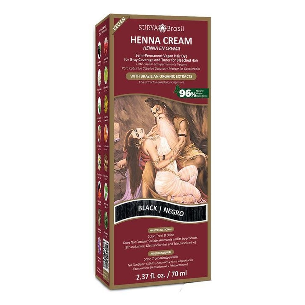 Surya Brasil Black Henna Cream Hair Color, 2.37 Fluid Ounce