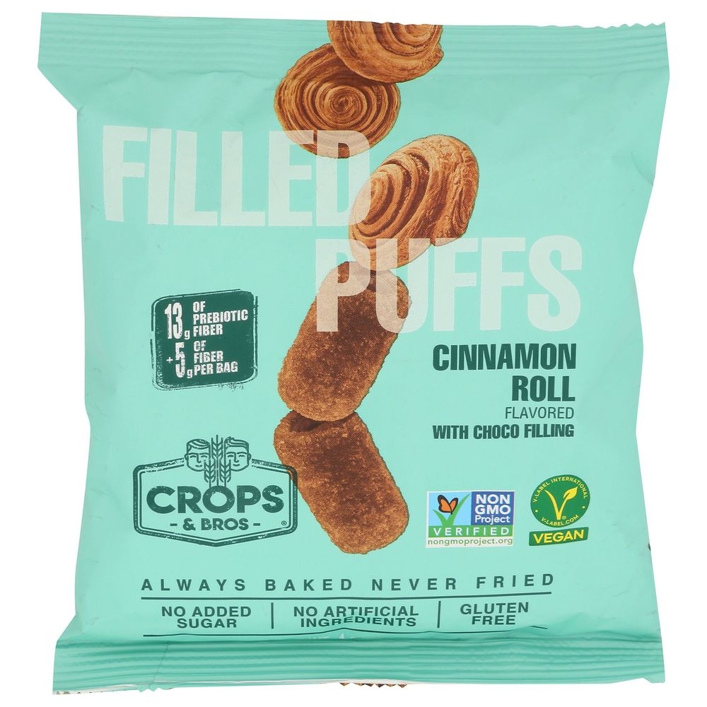 Crops and Bros Cinnamon Roll with Choco Filling Crunchy Puffs, 4 Ounce -- 8 per case