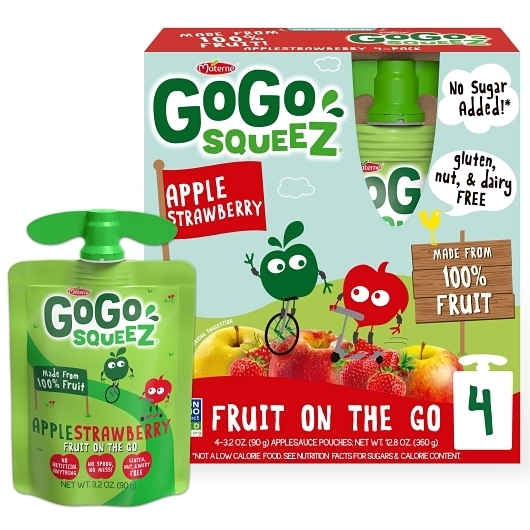 GoGo Squeez Apple Strawberry On The Go Applesauce, 3.2 Ounce - 4 per pack -- 12 packs per case.