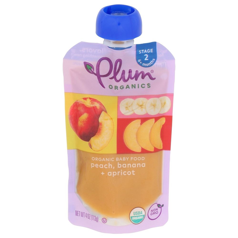 Plum Organics Peach Banana and Apricot Baby Food for Stage 2, 4 Ounce -- 12 per case